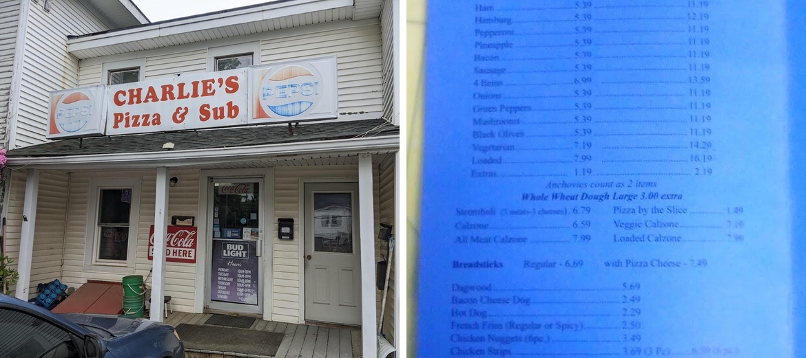 Charlie's Pizza & Sub Shop Menu