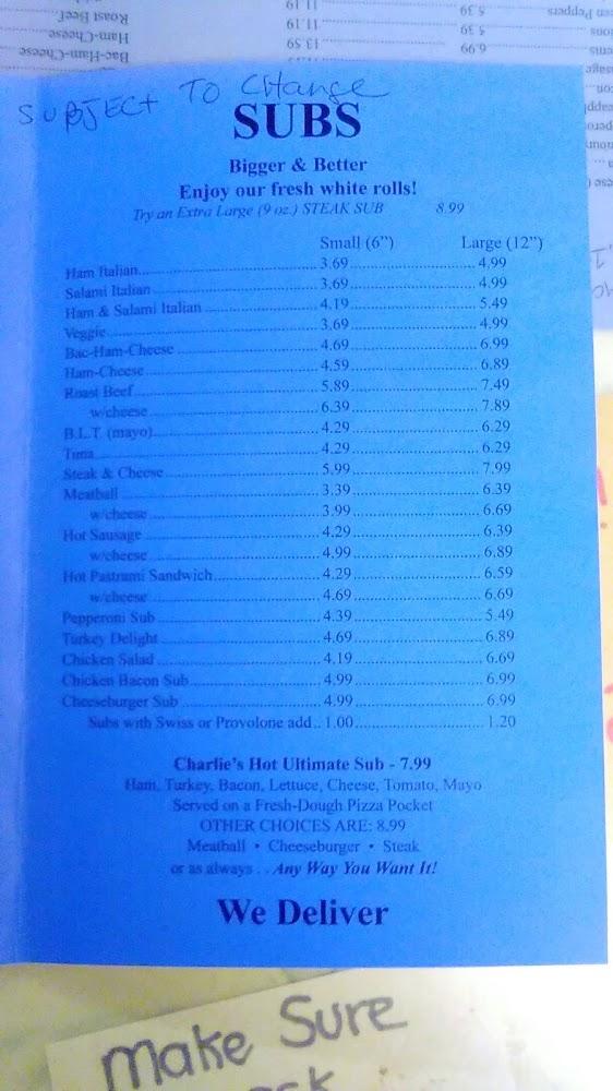 Charlie's Pizza & Sub Shop Menu image 2